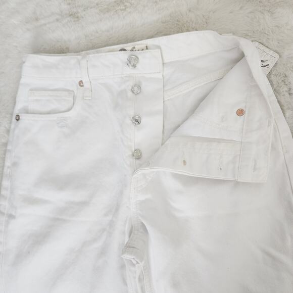 NEW Free People Tapered Baggy Boyfriend Distressed Straight leg Jeans White - Picture 9 of 12